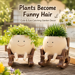 Pot <span class=keywords><strong>de</strong></span> fleurs créatif en résine en forme <span class=keywords><strong>de</strong></span> chaise à bascule pour plantes succulentes, motif visage souriant, chaise balançoire, écologique, décoration <span class=keywords><strong>de</strong></span> mini-jardin intérieur/<span class=keywords><strong>extérieur</strong></span> - Product Image 2