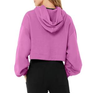 Femmes surdimensionné 100% coton polaire sweats à capuche à manches longues imprimé sweats avant culture pull imprimé hiver chandails pour l'automne - Product Image 3