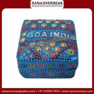 Kumkum Sindoor-Caja decorativa hecha a mano de Metal y hierro, en Color turquesa, para mujeres y niñas - Product Image 4