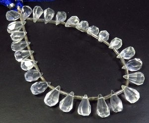 Cuentas de pepita de lágrima de cuarzo de hielo natural al por mayor 8-14mm gemas facetadas transparentes piedras preciosas sueltas de 8 hebras - Product Image 3