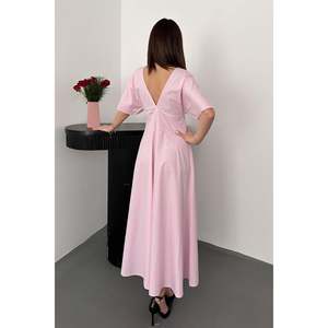Robe en popeline rose boutonnée mi-longue - Rose - Product Image 5