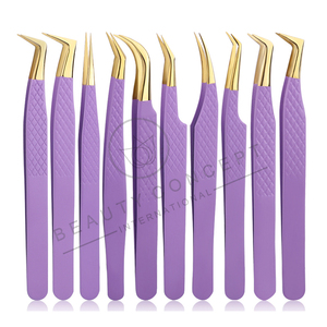 Ensemble de pinces à cils 10 pièces en acier inoxydable de haute qualité pour extensions de cils par Beauty Concept International - Product Image 4