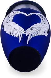 Urna de cremación pequeña de estilo americano con alas de Ángel y Corazón Azul y plateado con tapa de tornillo segura para almacenamiento de cenizas suministros funerarios - Product Image 6