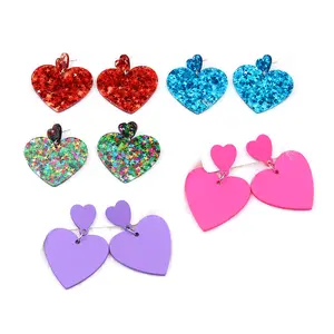korean jewelry retro resin drop women plastic heart shape acrylic earrings