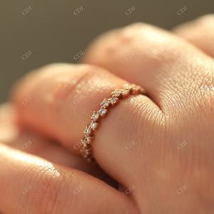 แหวนแต่งงานแบบ Eternity 3/4 วง ชุบทอง ประดับเพชรโมอิสซาไนต์เกรด VVS รับรองโดย GRA ดีไซน์คลาสสิก เรียบง่าย ขนาด 1.5 มม. - Product Image 5
