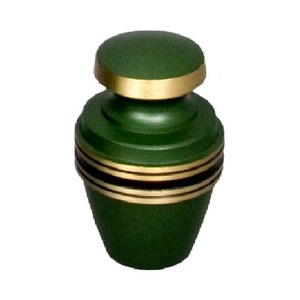 High Quality Brass Cremation <b>Keepsake</b> Urns With Gold Band And Red Color Finished Metal Funeral Urns <b>For</b> Human <b>Ashes</b> - Product Image 5