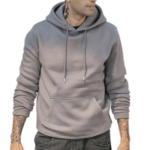 Sweat à capuche épais pour homme, coupe oversize, en molleton bouclette délavé à l'acide, écologique, sans cordon de serrage, avec logo brodé, collection automne - Product Image 1