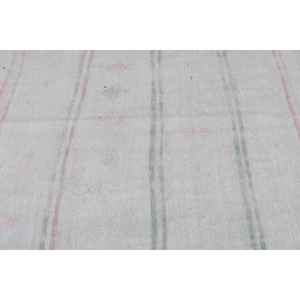 Alfombra Turca Vintage de Lana Blanca, 4.5x11.3 pies (137x345 cm) - Product Image 5