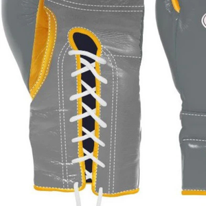 Gants de boxe à lacets Winning Gris Or Cuir véritable Gants de boxe professionnels pour l'entraînement et les combats de sparring Style japonais 8oz 10oz - Product Image 6