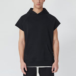 Oem Slim Fit Stringless Hoodie Mens Streetwear Summer Lightweight Side Slits Zipper <b>Sleeveless</b> Gym Crop Top <b>Hoodies</b> - Product Image 3