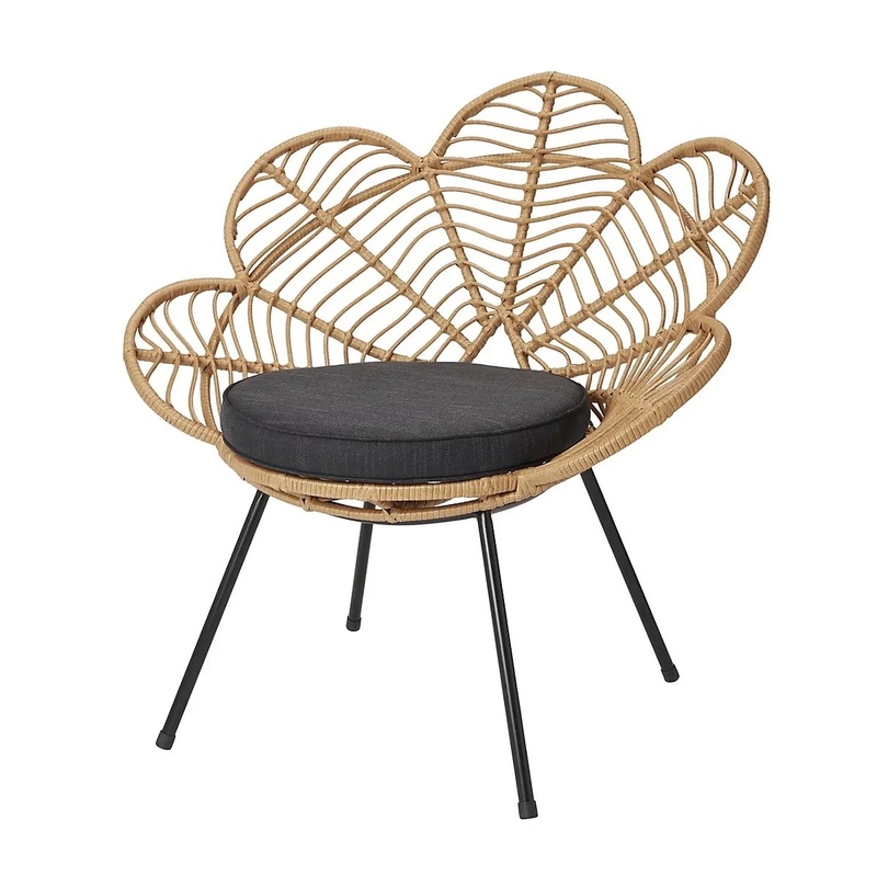 Accent Chair Rattan Effect Flower Indoor