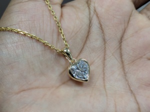 Lurba Jewels 2.50Ct Heart Shape IGI Certified Lab Grown Diamond <b>Pendant</b> for Women's Bezel Set in <b>Solid</b> 14K Yellow <b>Gold</b> Trendy - Product Image 3