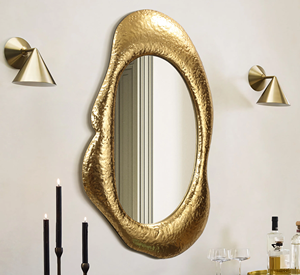 Rectangle Shape Set of 3 Aluminum Gold Polished Metal <b>Mirror</b> <b>Frame</b> for Wall Decoration with Simple Design - Product Image 6