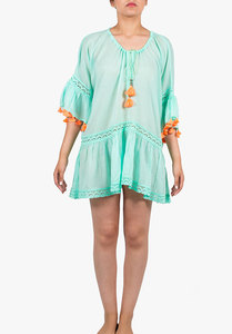 Summer New Fashion Casual Short Sleeved Women Clothing Round Neck Casual Breathable Boho Lady Short Pure Cotton Linen Dress - Product Image 5