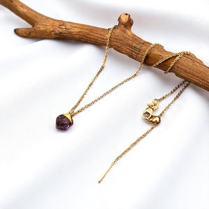 Nouvelle Arrivée Améthyste Pierre De Naissance Collier 8-10 MM Pierre Précieuse Pendentif 18 Pouces Chaîne Collier Bijoux - Product Image 4