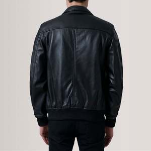 Chaqueta Bomber de Piel de Oveja Genuina Lester, Talla XS, Negra, Reversible, con Cierre de Cremallera, Bordada, Impermeable, para Otoño - Product Image 4