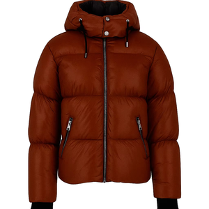 Veste d'hiver imperméable de style streetwear, 100% polyester/nylon, à capuche, avec logo sur le devant - Product Image 1