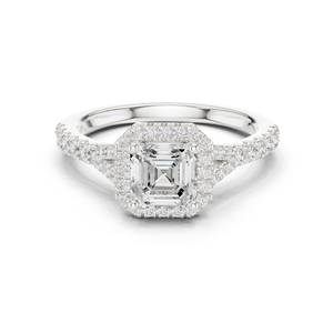 Bague de fiançailles de conception de couronne 14K Bijoux de mariée uniques - Product Image 3