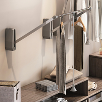 Emuca Perchero de Pared Plegable de Ancho Ajustable 600-830mm, Acero, Plástico, Cromado, Organizador de Ropa España 6037811