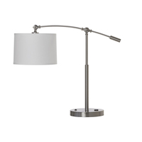 Lampe de chevet pour chambre d'hôtel Lampe de table à socle rond Lampe de bureau chromée satinée pour hôtel