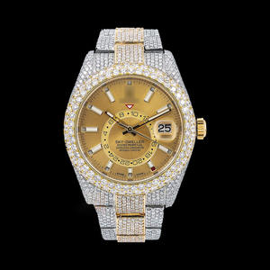 Cadran jaune de luxe Cadran en diamant glacé Montre automatique en moissanite Mouvement automatique suisse Fournisseur de montres en acier inoxydable - Product Image 3