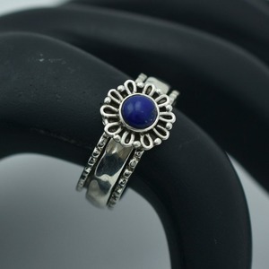 Anillo de estilo bohemio de Plata de Ley 925, joyería de piedras preciosas de lapislázuli hecha a mano para mujer, regalo de boda de tendencia para mamá - Product Image 3