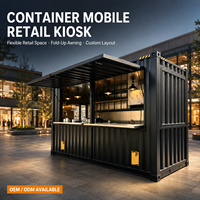 Kiosque mobile de vente au détail en conteneur à structure en acier préfabriqué avec auvent rabattable, garantie de 3 ans pour les cafés, la restauration de rue et les boutiques éphémères