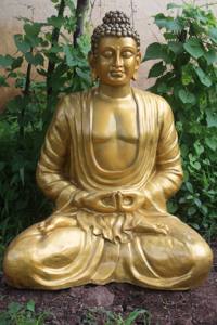 Statue de Bouddha assis en résine de marque KNT, 4 pieds, finition lisse classique, pour intérieur et extérieur, décoration religieuse et d'amour pour la maison, vente en gros - Product Image 4