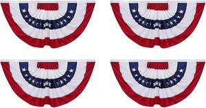 Guirlande de drapeaux américains pour extérieur, 3x6 pieds, 4 packs, polyester imperméable, drapeau plissé US, étoiles brodées, 250e anniversaire - Product Image 5