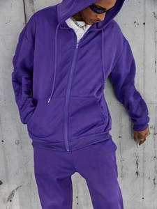 Sudadera con capucha para hombre, 100% algodón, con cremallera completa, hombros caídos, estilo básico, de color liso, elegante y de calidad, para otoño, con forro polar y estampado personalizado. - Product Image 3