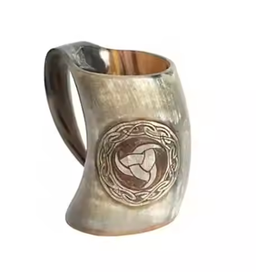 Taza de cuerno para beber de estilo vikingo con asa, diseño sólido, tazas de jarra de café, precio al por mayor de Crescent Crafts - Product Image 2