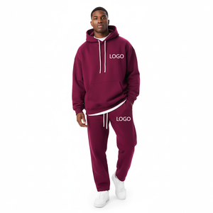 Top Trending Custom High Quality Printed Plus Size Fleece <b>Brushed</b> Regular Fit Unisex Hoodie Sweatpants Set Warm Winter Baggy - Product Image 3