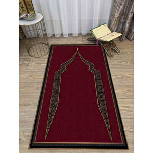 Alfombra de Oración Roja y Dorada: Elegante Decoración para Mezquita, Regalo Espiritual, con Alfombra Suave - Product Image 4