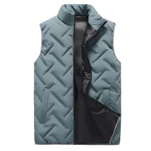 Winter Mandarin Collar Work Uniform Puffer Vest Lined Quilted Bubble Sherpa Jacket Windproof Polyester <b>Waistcoat</b> 3D Outerwear - Product Image 5