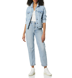 Chaqueta Vaquera para Mujer, Estilo Informal, Transpirable, Impermeable, Personalizable, Color Azul Claro Lavado, en Oferta - Product Image 4