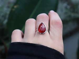 Bague en cornaline en argent sterling 925 faite à la main poire pierre précieuse réglage incrustation classique anniversaire de mariage cadeau de saint valentin - Product Image 2