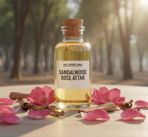 Attar de Sándalo Natural y Rosa Gulab, Aceite de Perfume Indio Floral Amaderado Puro - Product Image 1