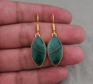 Fancy Looking Malachite Stone Dangle Earring Rhodium Plated Children's Wedding <b>Anniversary</b> <b>Gift</b> Jewelry - Product Image 4