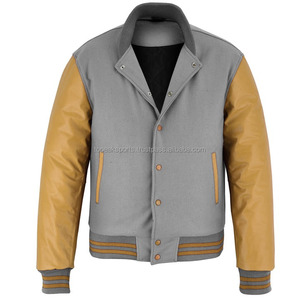 Blouson universitaire gris en laine avec manches dorées pour homme, modèle 2026, le plus vendu, 100 % haute qualité, faible MOQ, vestes chauffantes tendance - Product Image 4