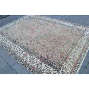 Alfombra Turca Vintage de Lana Blanca, 7.8x11.1 pies (239x338 cm) - Product Image 2