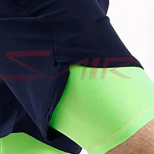 Short de compression pour homme, taille élastique, séchage rapide, idéal pour la course, la gym et le fitness, motif uni en toile, taille mi-haute – Meilleure vente - Product Image 6