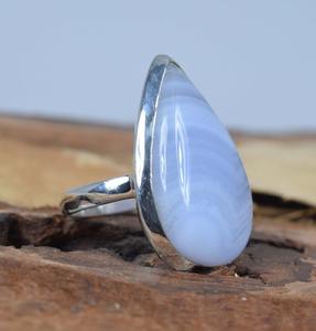 Anillos de declaración de moda para niñas de ágata de encaje azul para mujeres, anillos de plata de ley 925, joyería de ágata de encaje azul, anillos hechos a mano, joyería - Product Image 3