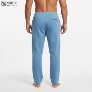 Custom <b>Flared</b> Green 350gsm Cotton Fleece Lightweight Breathable Straight <b>Legging</b> Open Jogger Loose Men Open Bottom Hem - Product Image 2