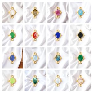 Améthyste Gemstone DIY 10x8 MM Ovale Bezel Charm Connector Double Bail 925 Silver Connector Jewelry - Product Image 3