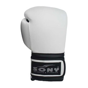 Gants de boxe en cuir Sony blancs et noirs avec fermeture respirante, options personnalisées pour l'entraînement des adultes - Product Image 3