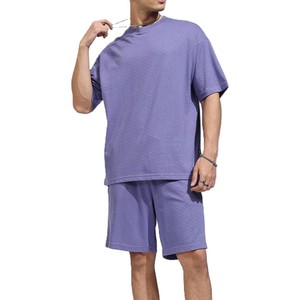 Nouveauté : Ensemble de survêtement d'été pour homme, t-shirts et shorts, en coton respirant et léger, deux pièces assorties - Product Image 1