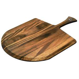 Tabla redonda para pizza Kitchencare, tablero para servir pizza de empalme de madera de acacia, bandeja para cortar Pizza hecha a mano de madera maciza con asa - Product Image 6