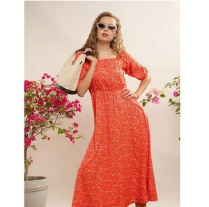 Vestido MIDI de mangas abullonadas de calidad superior para brunch o fiestas en el jardín y Bodas de verano disponible a un precio asequible - Product Image 1