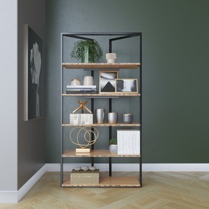 BFKS008-Foldable 84x30x160cm Decorative Shelf Made Bamboo Wood Iron <b>Frame</b> <b>Floating</b> Pattern for Home Office Living Decoration - Product Image 2