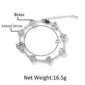 Ensemble collier et bracelet cœur serti de zircone cubique 5A taille baguette, chaîne tennis en zircone cubique en forme de cœur de 10 mm pour hommes et femmes - Product Image 2